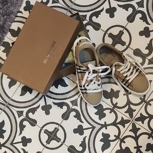 Burberry Tan and Black Plaid Sneakers